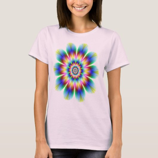 Fractal Flower rainbow Explosion T-shirt (Voorkant)