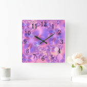 Fractal Flower Square Clock Vierkante Klok (Huis)