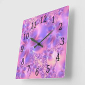 Fractal Flower Square Clock Vierkante Klok (Hoek)