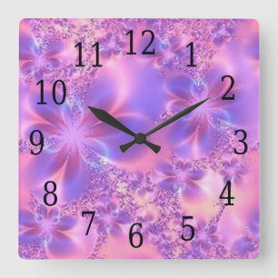 Fractal Flower Square Clock Vierkante Klok