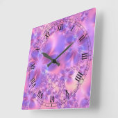 Fractal Flower Square Roman Numeras Clock Vierkante Klok (Hoek)
