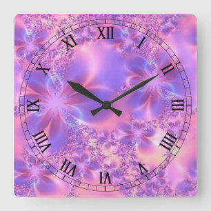 Fractal Flower Square Roman Numeras Clock Vierkante Klok