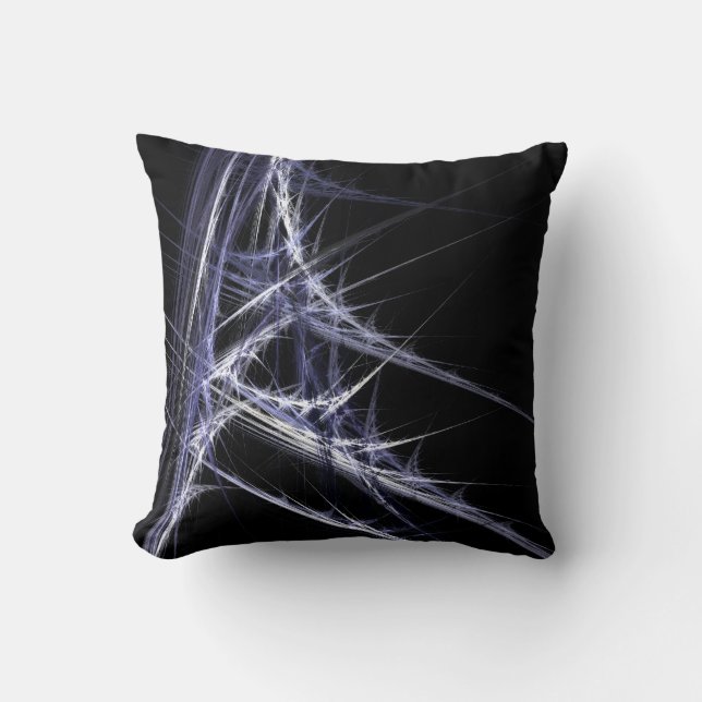 Fractal Frost Pattern Paars Black Pillow Kussen (Voorkant)