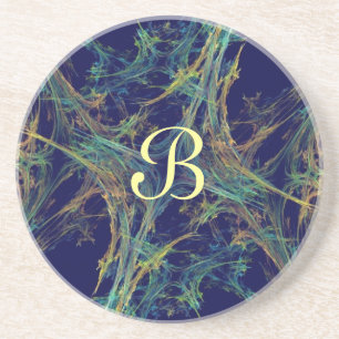 Fractal Frost reeks-6—Blauw Multi onderzetter-1 va Zandsteen Onderzetter