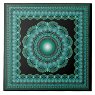Fractal gans omlijst mandala tegeltje