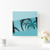 Fractal Garden azure Vierkante Klok (Huis)