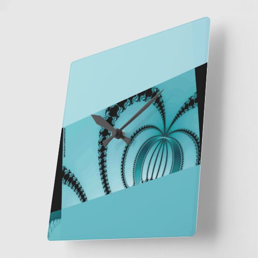 Fractal Garden azure Vierkante Klok (Hoek)