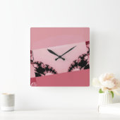 Fractal Garden creamy Vierkante Klok (Huis)