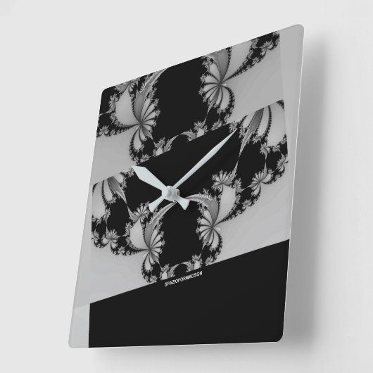 Fractal Garden grijs Vierkante Klok (Hoek)