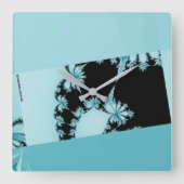 Fractal Garden lagune Vierkante Klok (Voorkant)