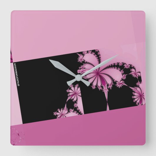 Fractal Garden roos water Vierkante Klok (Voorkant)