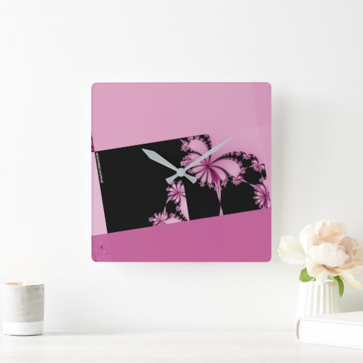 Fractal Garden roos water Vierkante Klok (Huis)