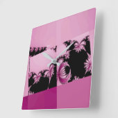 Fractal Garden roze Vierkante Klok (Hoek)