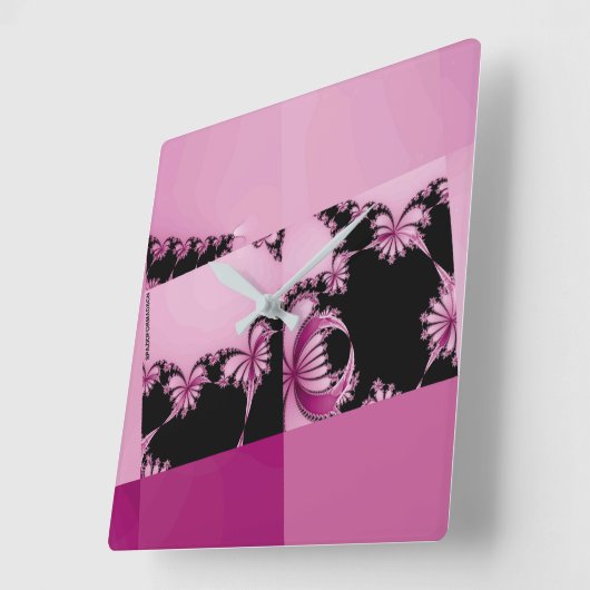 Fractal Garden roze Vierkante Klok (Hoek)