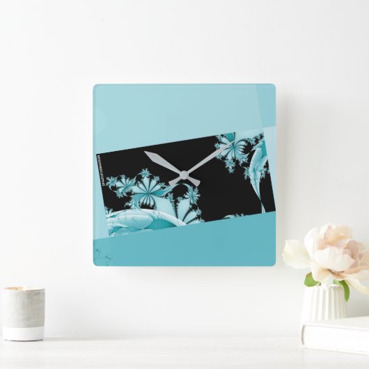 Fractal Garden sky Vierkante Klok (Huis)