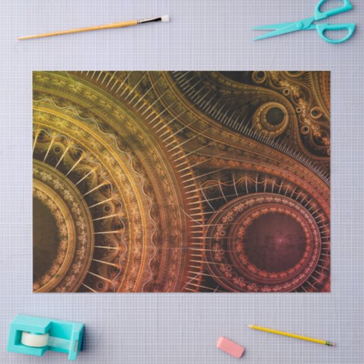 Fractal Gears Gold Abstract 16 ontkoppeling Tissuepapier (Craft)