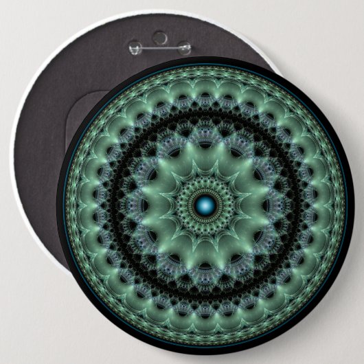 Fractal glanzend flamboyant rond patroon ronde button 6,0 cm (Voorkant /achterkant)