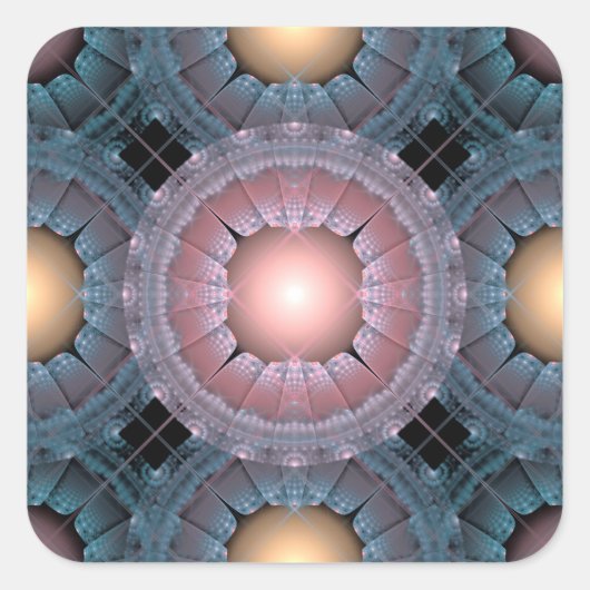 Fractal glanzend patroon vierkante sticker (Voorkant)