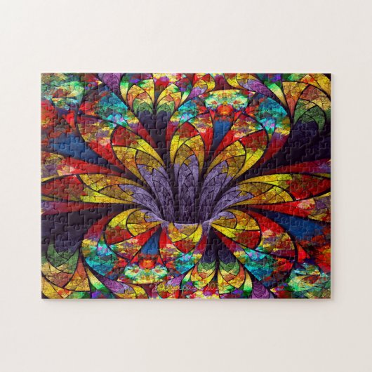 Fractal Glas in lood Bloom Puzzle Legpuzzel (Horizontaal)