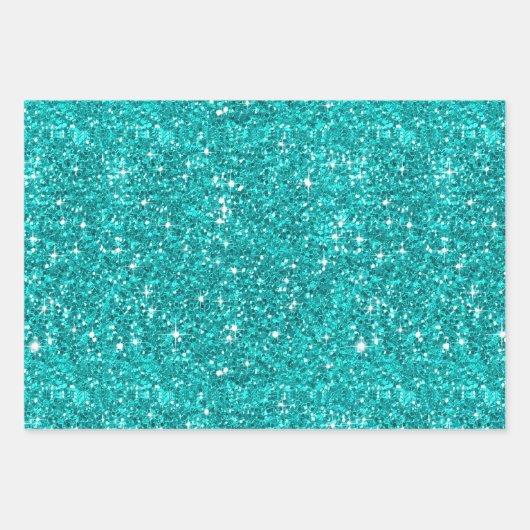 Fractal Glitter Blauwgroen glas Inpakpapier Vel (Voorkant 3)