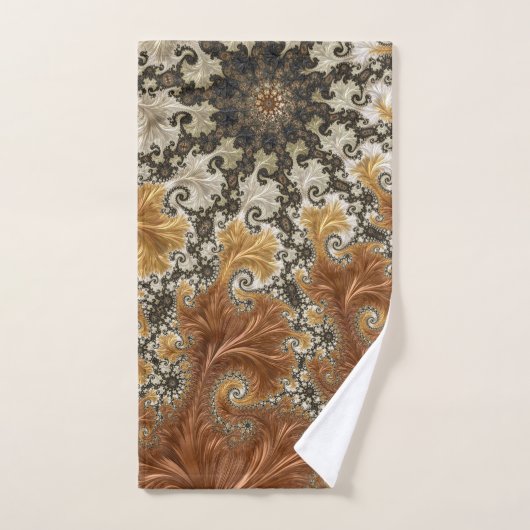 Fractal gold bronze dark star bad handdoek (Handdoek)