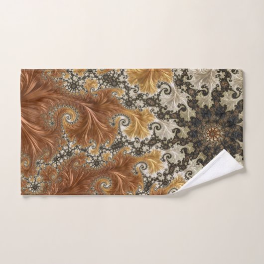 Fractal gold bronze dark star bad handdoek (Handdoek)