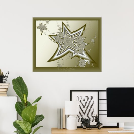 Fractal Gold Stars Poster (Thuiskantoor)