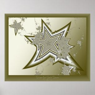 Fractal Gold Stars Poster