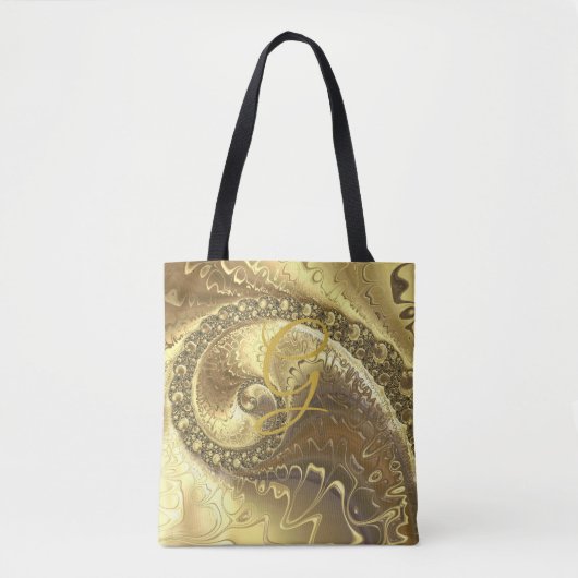 Fractal Gold Swirl Metallic Modern Abstract Tote Bag (Voorkant)