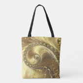 Fractal Gold Swirl Metallic Modern Abstract Tote Bag (Achterkant)