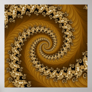 Fractal Golden Double Spiral Poster