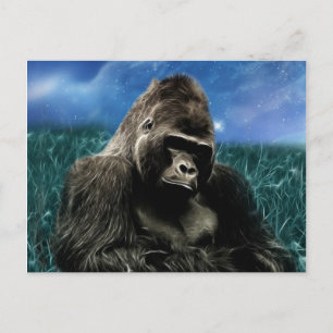 Fractal Gorilla in de weide Briefkaart