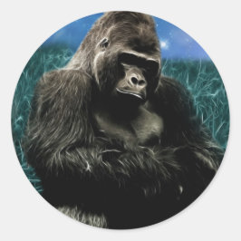 Fractal Gorilla in de weide Ronde Sticker
