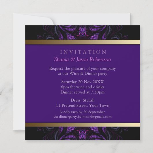 Fractal Gothic Tapestry Dinner Party Invitation Kaart (Achterkant)