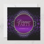 Fractal Gothic Tapestry Dinner Party Invitation Kaart (Voorkant)