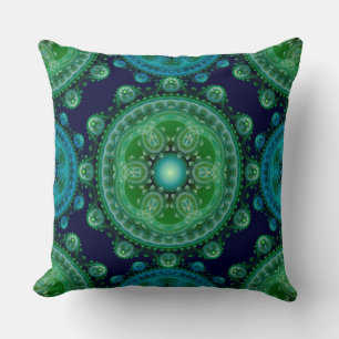 Fractal green blue oriental decoration kussen