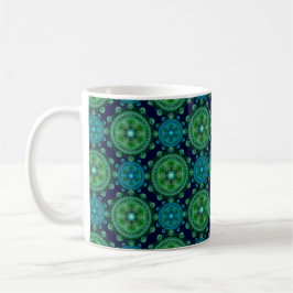 Fractal green blue oriental koffiemok