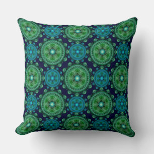 Fractal green blue oriental kussen