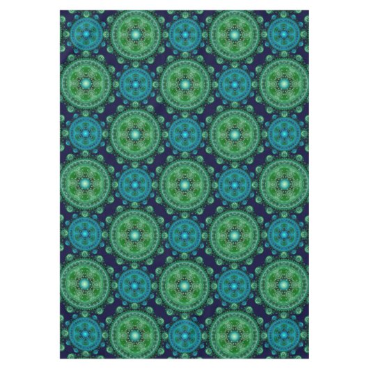 Fractal green blue oriental tafelkleed (Voorkant)