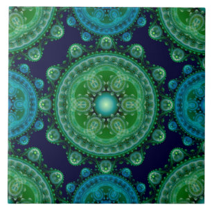 Fractal green blue oriental tegeltje
