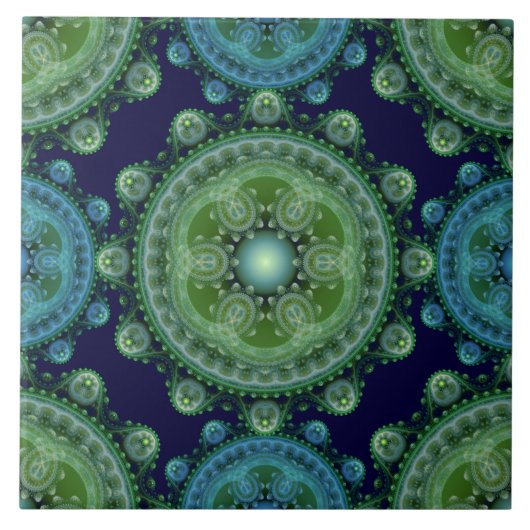 Fractal green blue oriental tegeltje (Voorkant)