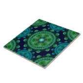 Fractal green blue oriental tegeltje (Zijkant)