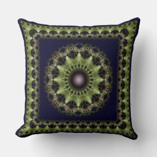 Fractal green brilmed mandala kussen