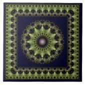 Fractal green brilmed mandala tegeltje (Voorkant)