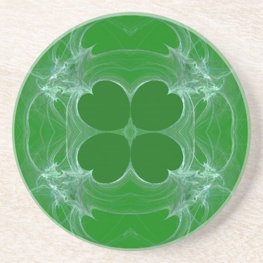 Fractal Green Clover onderzetter (Voorkant)