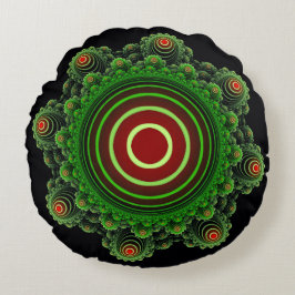 Fractal green fairy ornament rond kussen