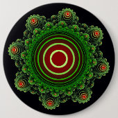 Fractal green fairy ornament ronde button 6,0 cm (Voorkant)