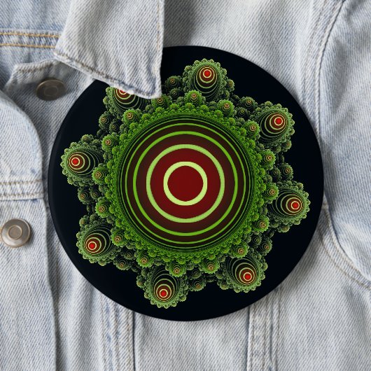 Fractal green fairy ornament ronde button 6,0 cm (In situ)