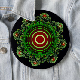 Fractal green fairy ornament ronde button 6,0 cm