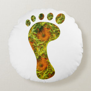 Fractal Green Palm Leaf Bare Footprint Rond Kussen